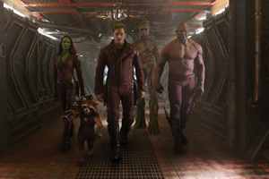 Guardians-of-the-Galaxy---Peter-Gamora-Drax-Rocket,-Groot