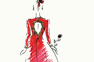 figurín-vestido-rojo-de-satén