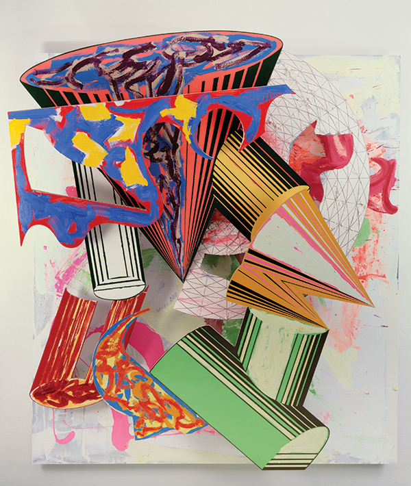 Frank StellaAmerican, born 1936Gobba, zoppa e collotorto, 1985Oil, urethane enamel, fluorescent alkyd, acrylic, and printing ink on etched magnesium and aluminium348 x 305 x 87.5 cm (137 x 120 1/8 x 34 3/8 in.)Mr. and Mrs. Frank G. Logan Purchase Prize Fund; Ada Turnbull Hertle Endowment1986.93The Art Institute of Chicago